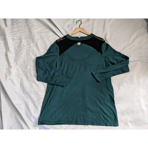 Torrid Sweater Emerald Green Lace Keyhole Pullover Rayon Blend Womens Size 3X - Picture 1 of 9